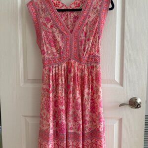 Rebecca Taylor Floral Dress Pink Silk Boho Size 2